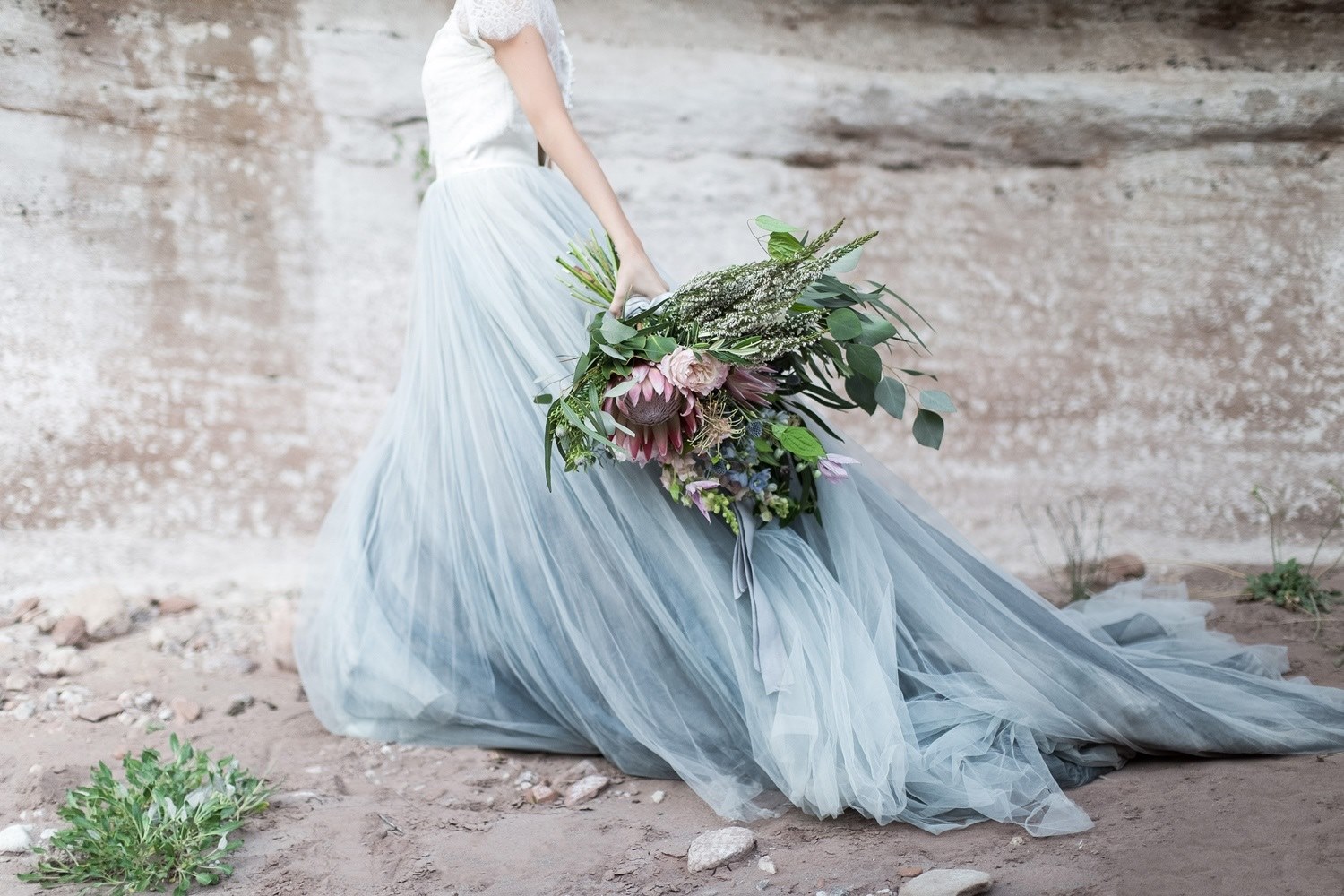 oversized bridal bouquet rose quartz and serenity