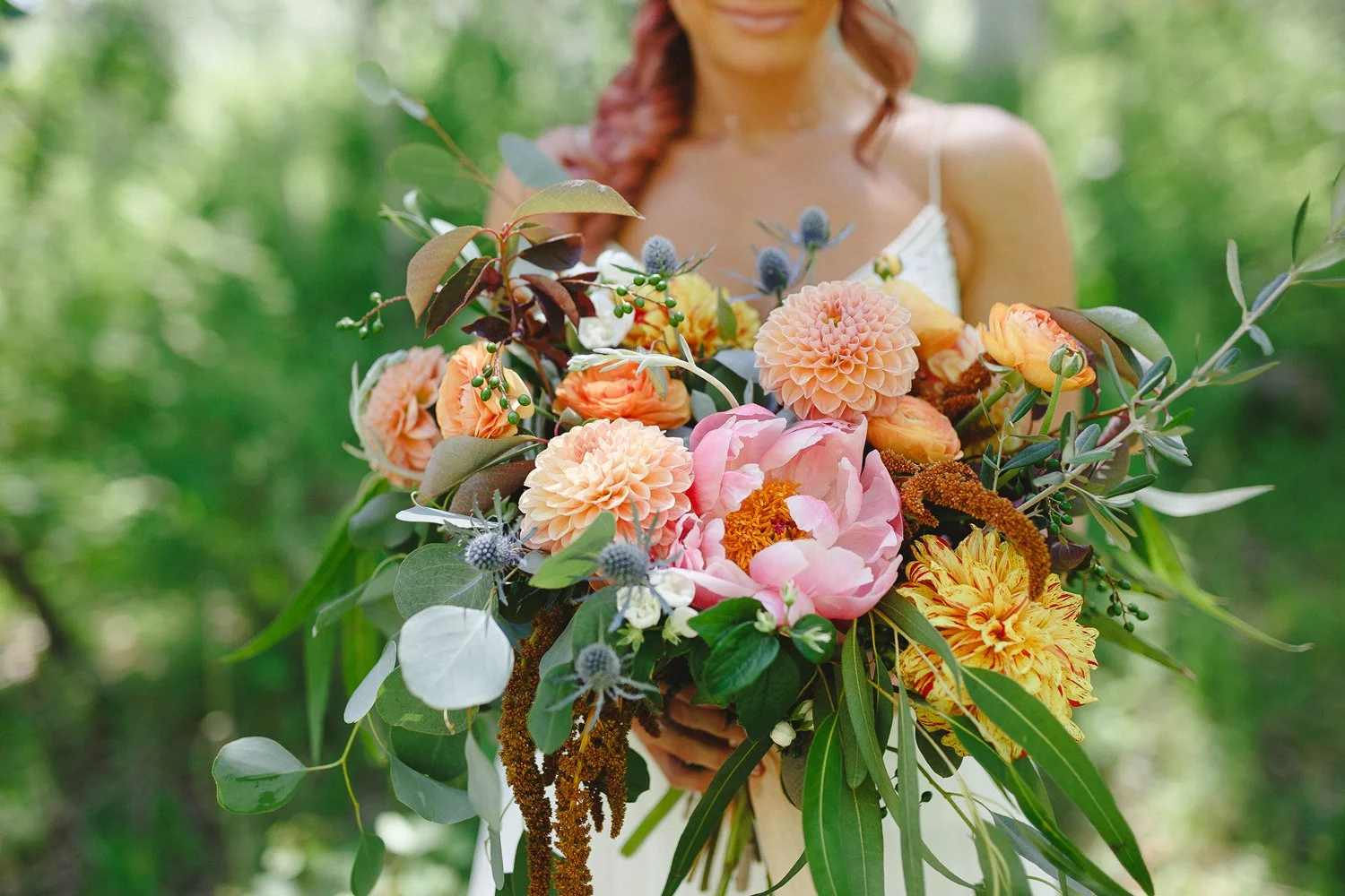 coral oversized bridal bouquet