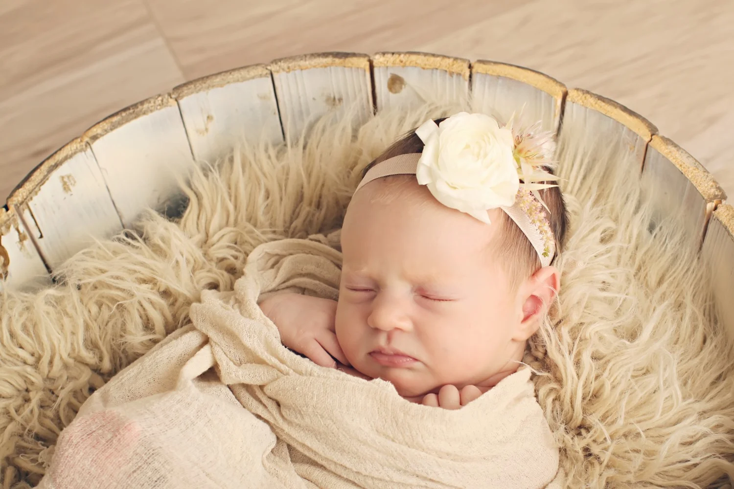 cream newborn flower crown