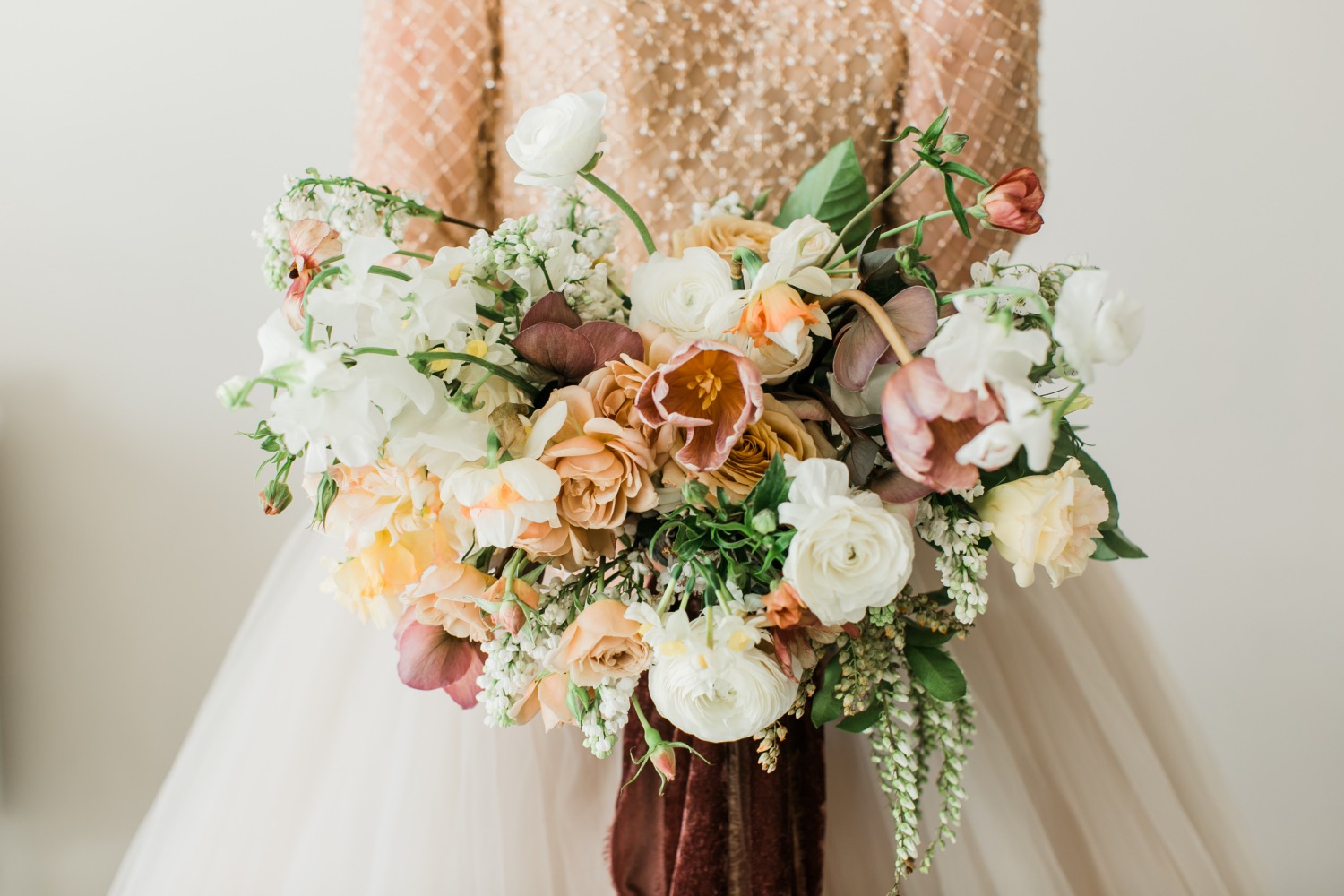 elegant garden style bridal bouquet by bloomers