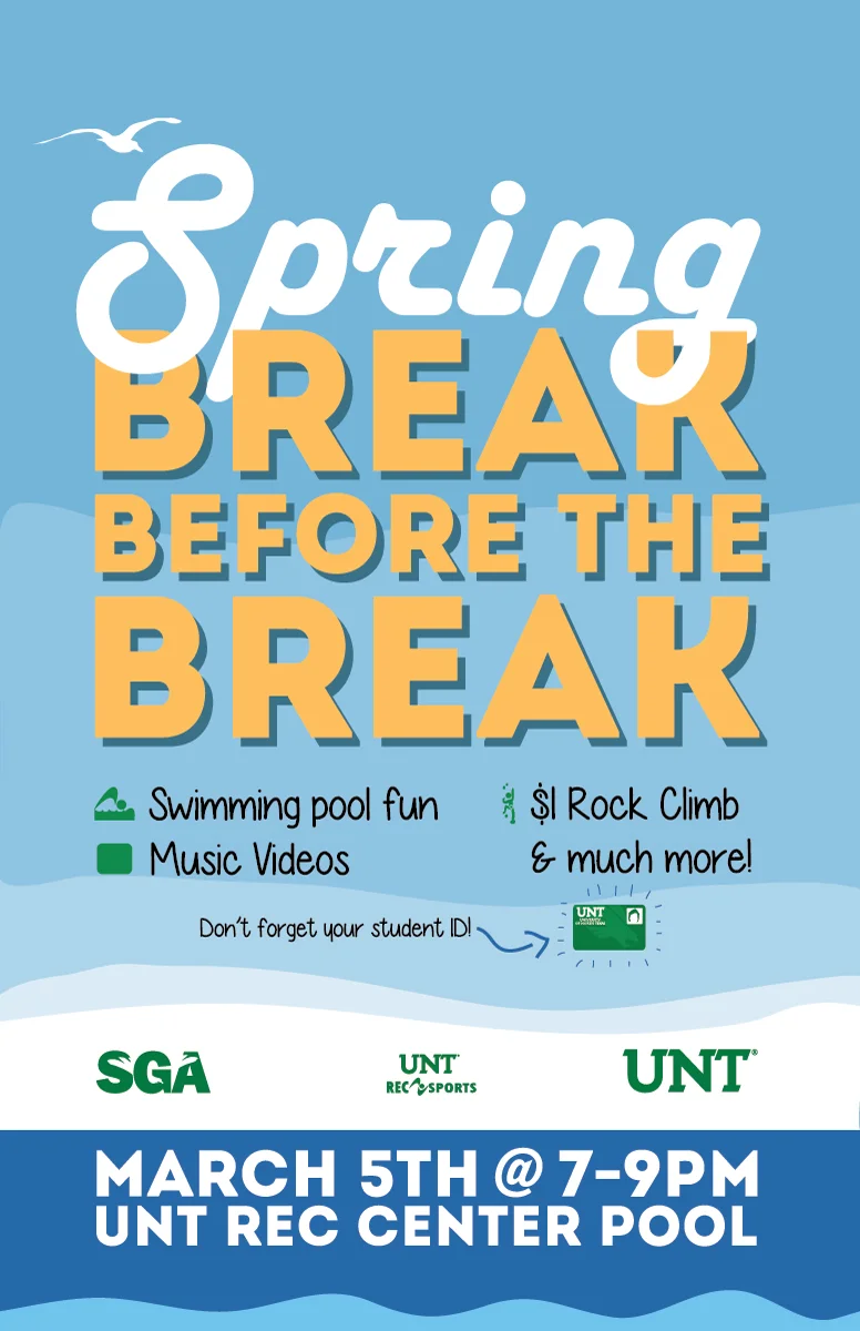 One of numerous marketing posters designed and produced for events run by the Student Government Association.