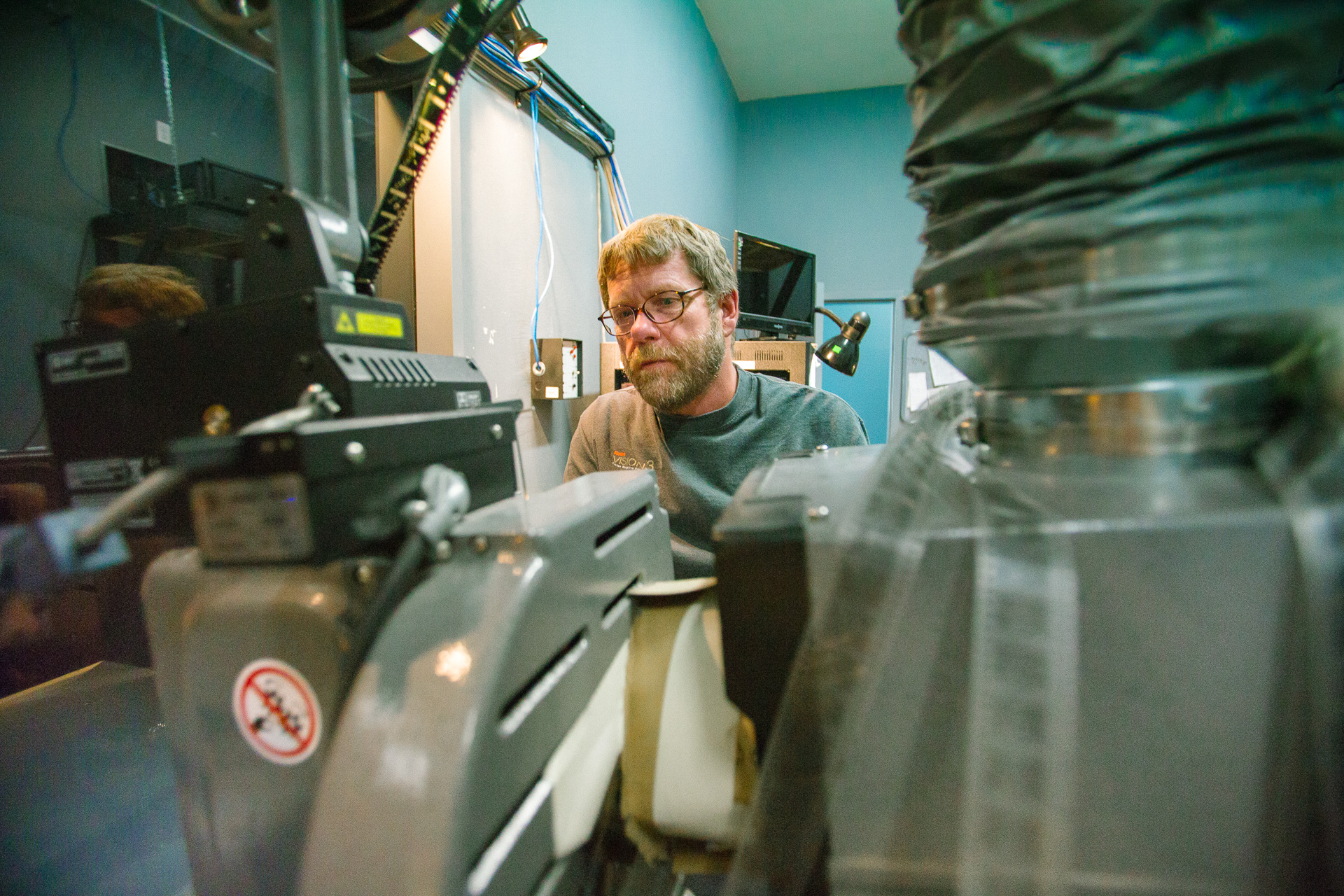  S.I.F.F Projectionist Larry Price in his projection room 