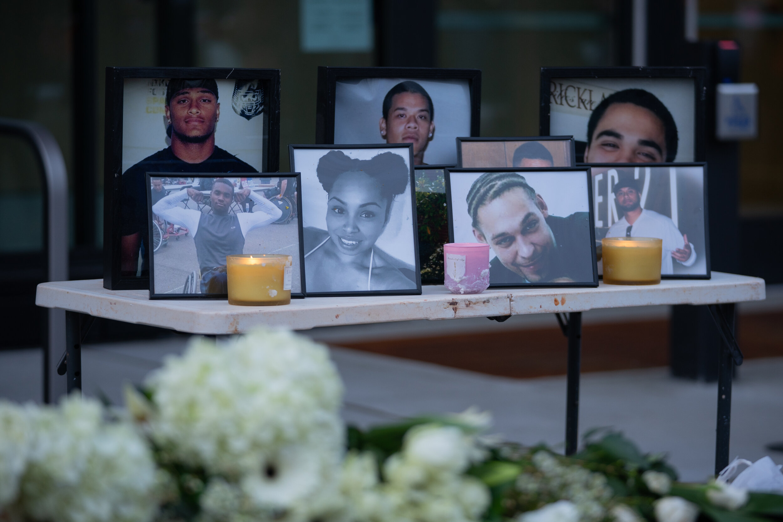  A shrine for Dolal Idd and other victims of police violence is seen at a community vigil organized by youth activists on Jan 13, 2021 in Tukwila, Wash. 