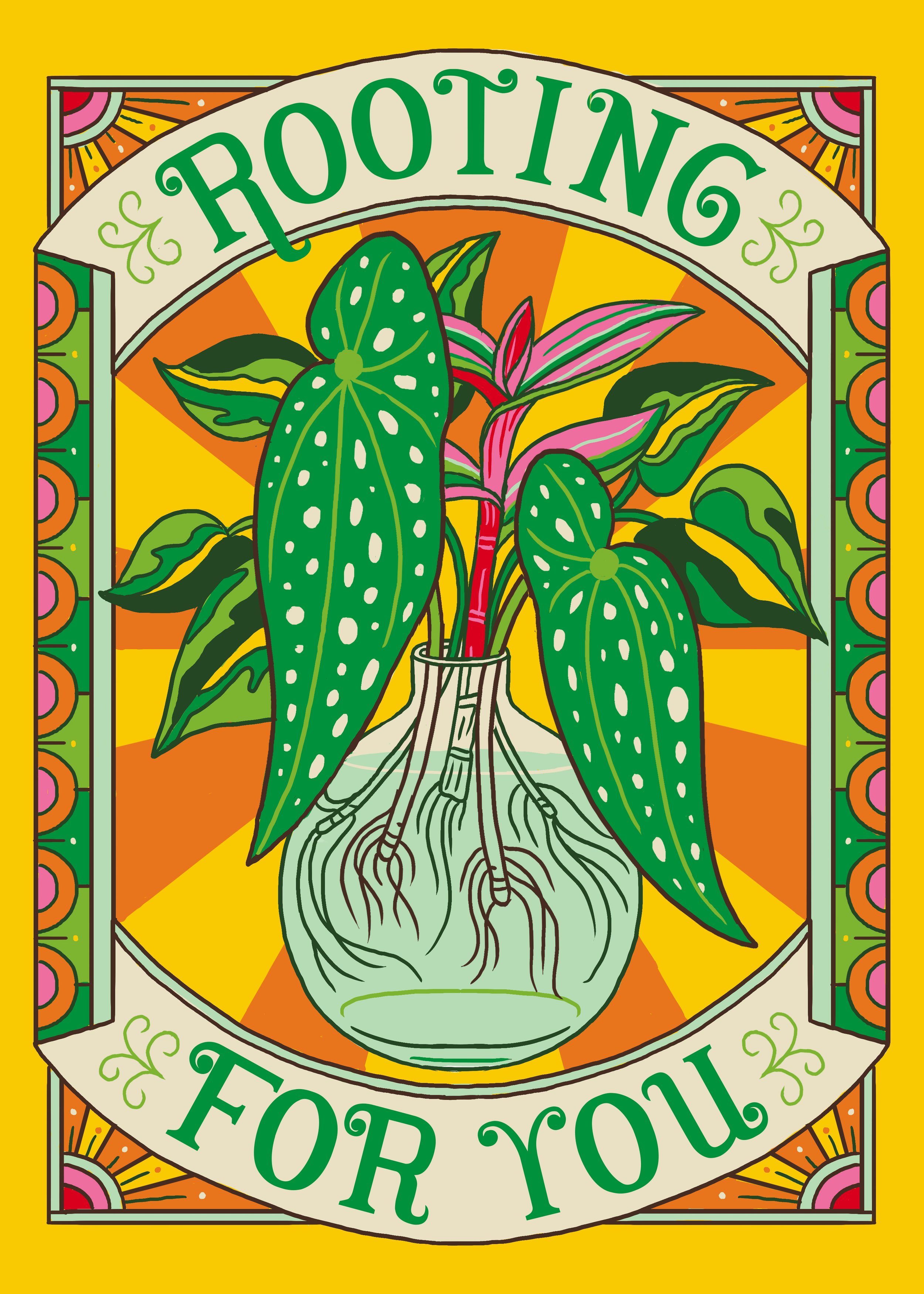  From a series of retro houseplant greeting cards. For licensing inquiries, please contact  Jo Astles  at the Bright Agency. 