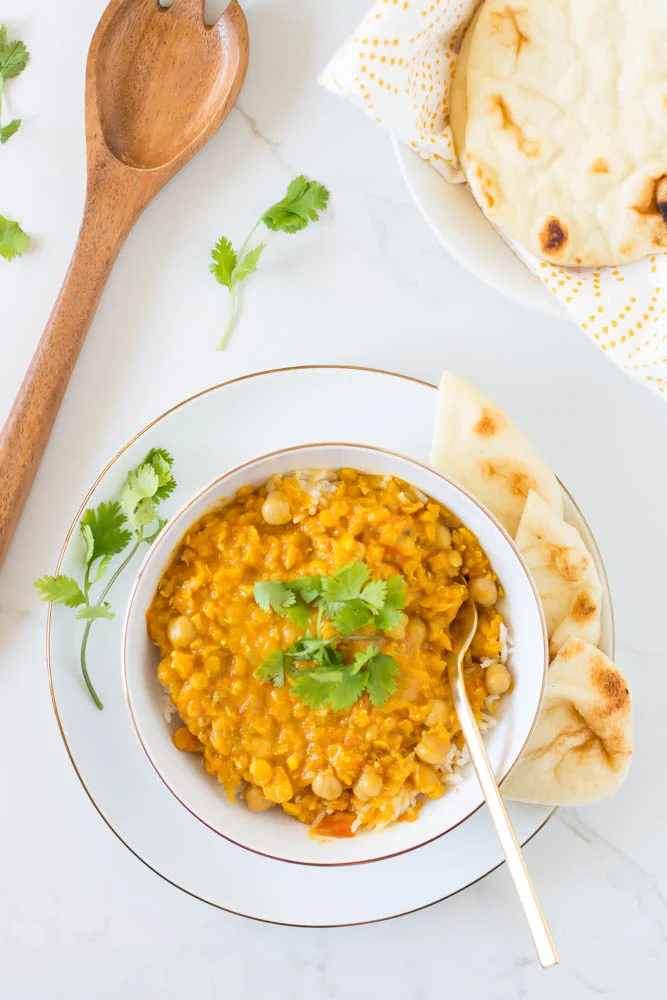 Curried Red Lentils over Basmati Rice (v+gf)