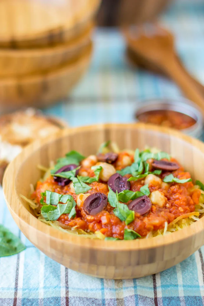 Mediterranean Marinara over Spaghetti Squash