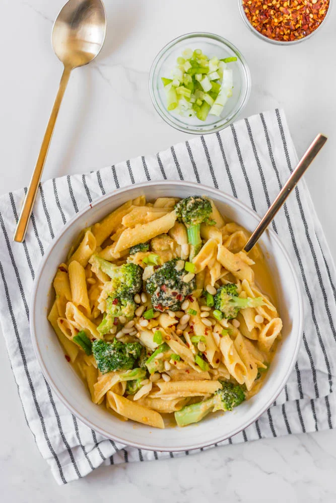 Penne Pasta with Sweet Potato Alfredo (v+gf)