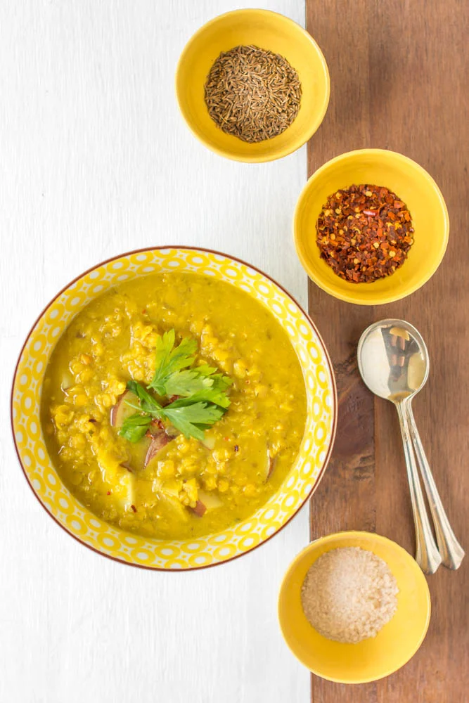 Spicy Lentil Soup with Red Potatoes (v+gf)