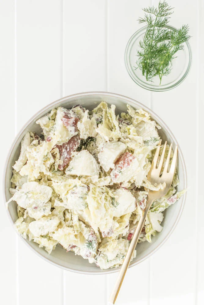 Potato Salad with Cabbage + Dill (gf)