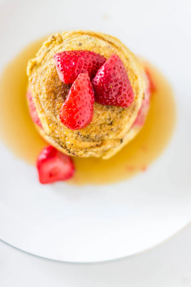 Gluten Free, Cornmeal Griddlecakes with Strawberry Pureed Syrup