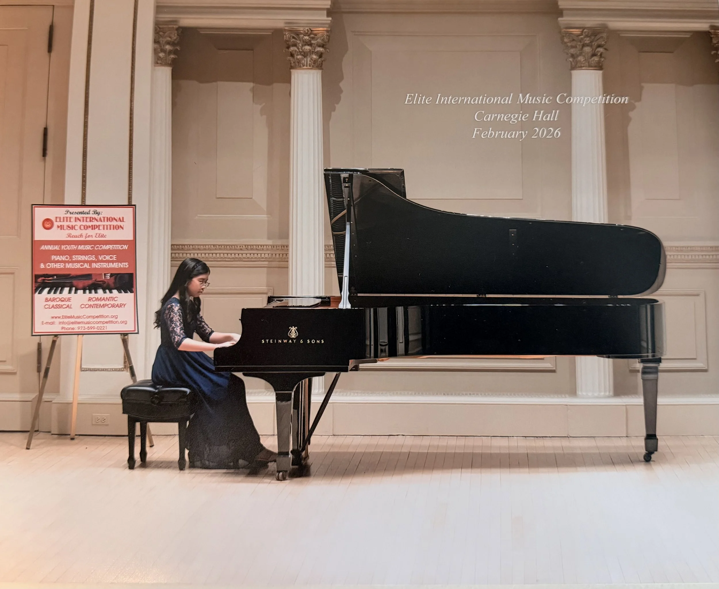 Amy Work piano student performing in elite international piano competition New York City Weill Recital Carnegie Hall