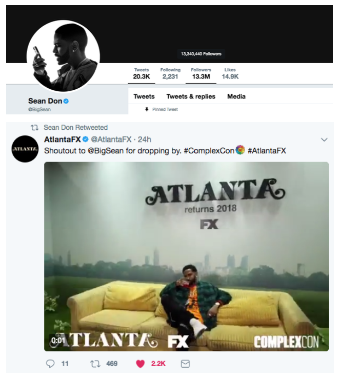 "Atlanta" activation at ComplexCon -- Celebrity Engagement