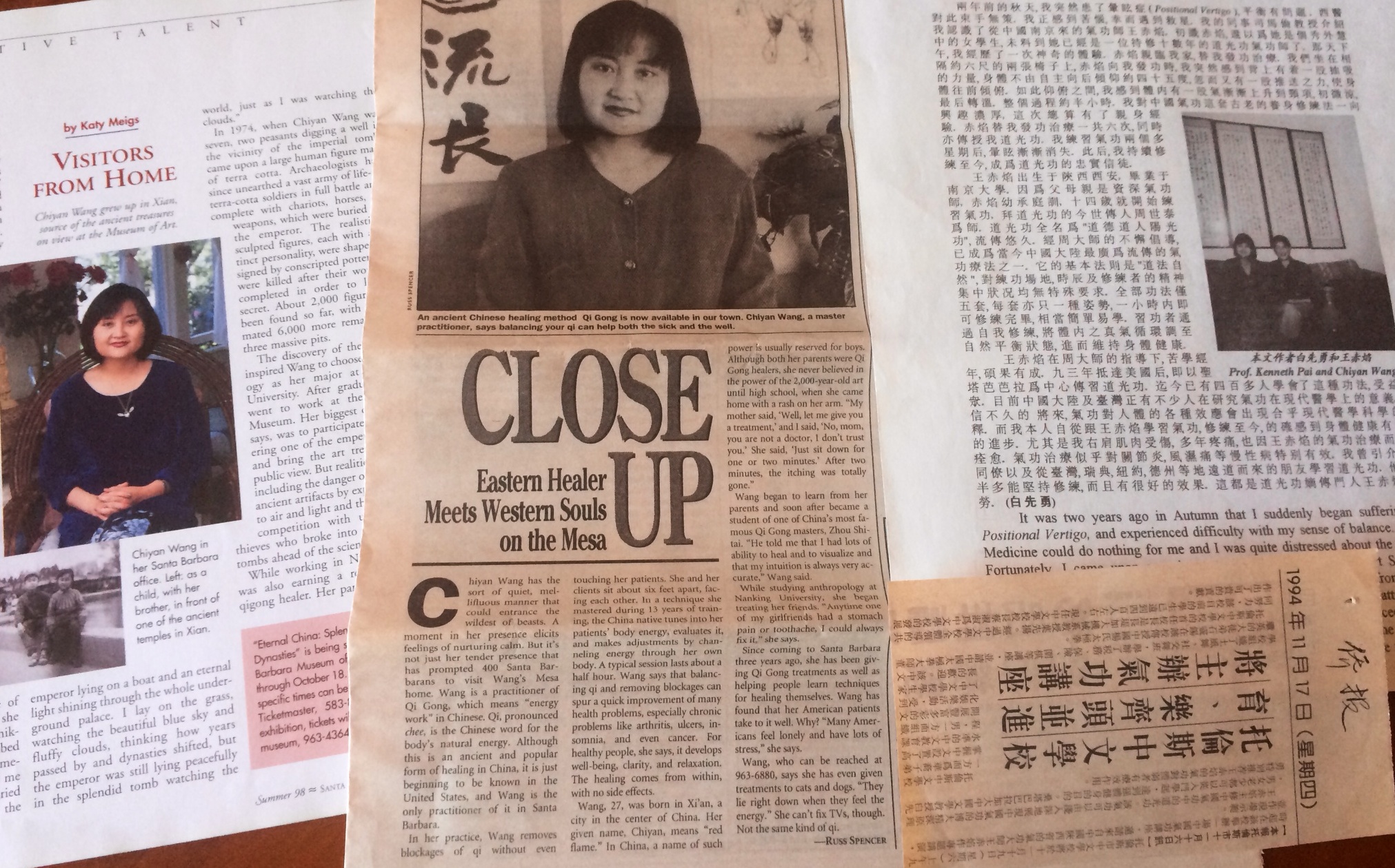 Chiyan Wang has been interviewed by various newspaper and magazines, but she hardly ever did any commercial Advertisement for Taoist Light Qigong promotion. Her word-of -mouth clients were from all over the world. We highly recommend you to be trained with an authentic, powerful and personalized Qigong style.