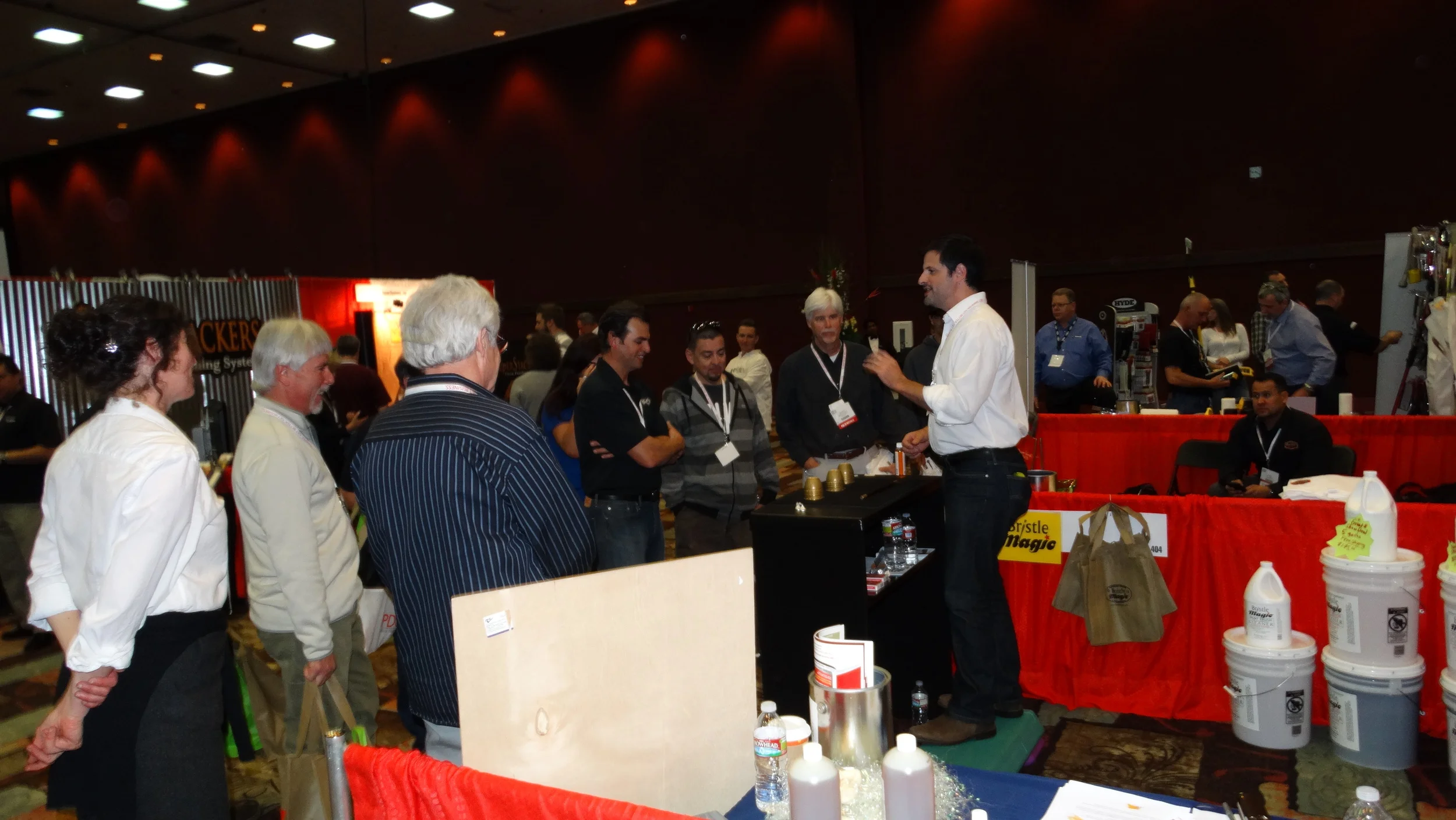 Stopping traffic at a trade show exhibit in Reno, Nevada.
