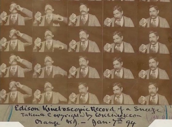 Edison Kinetoscopic Record of a Sneeze, Jan. 7, 1894. The original paper print of the first film by Thomas Edison created for copyright purposes.