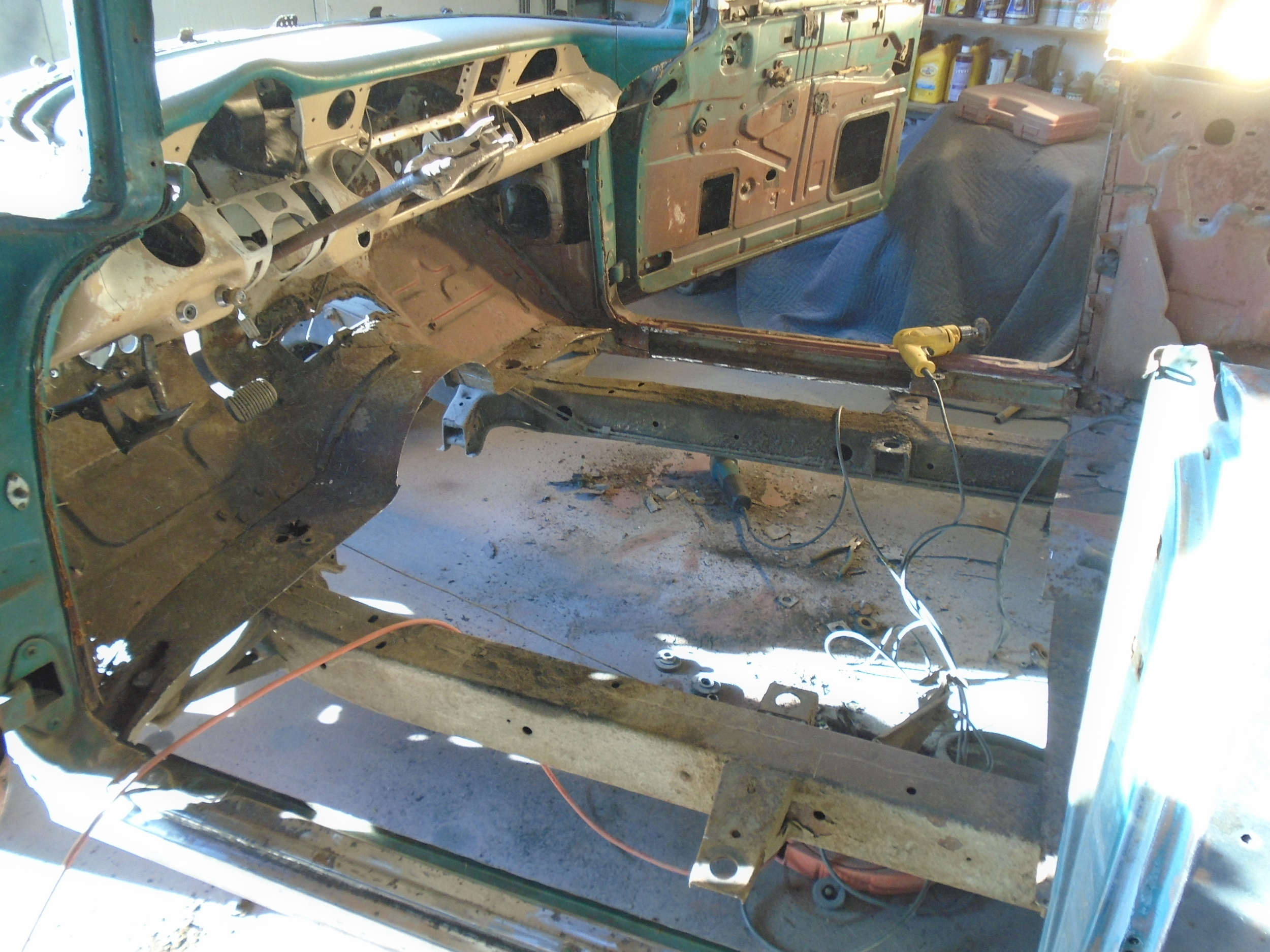  The old rusty floors are now cut out 