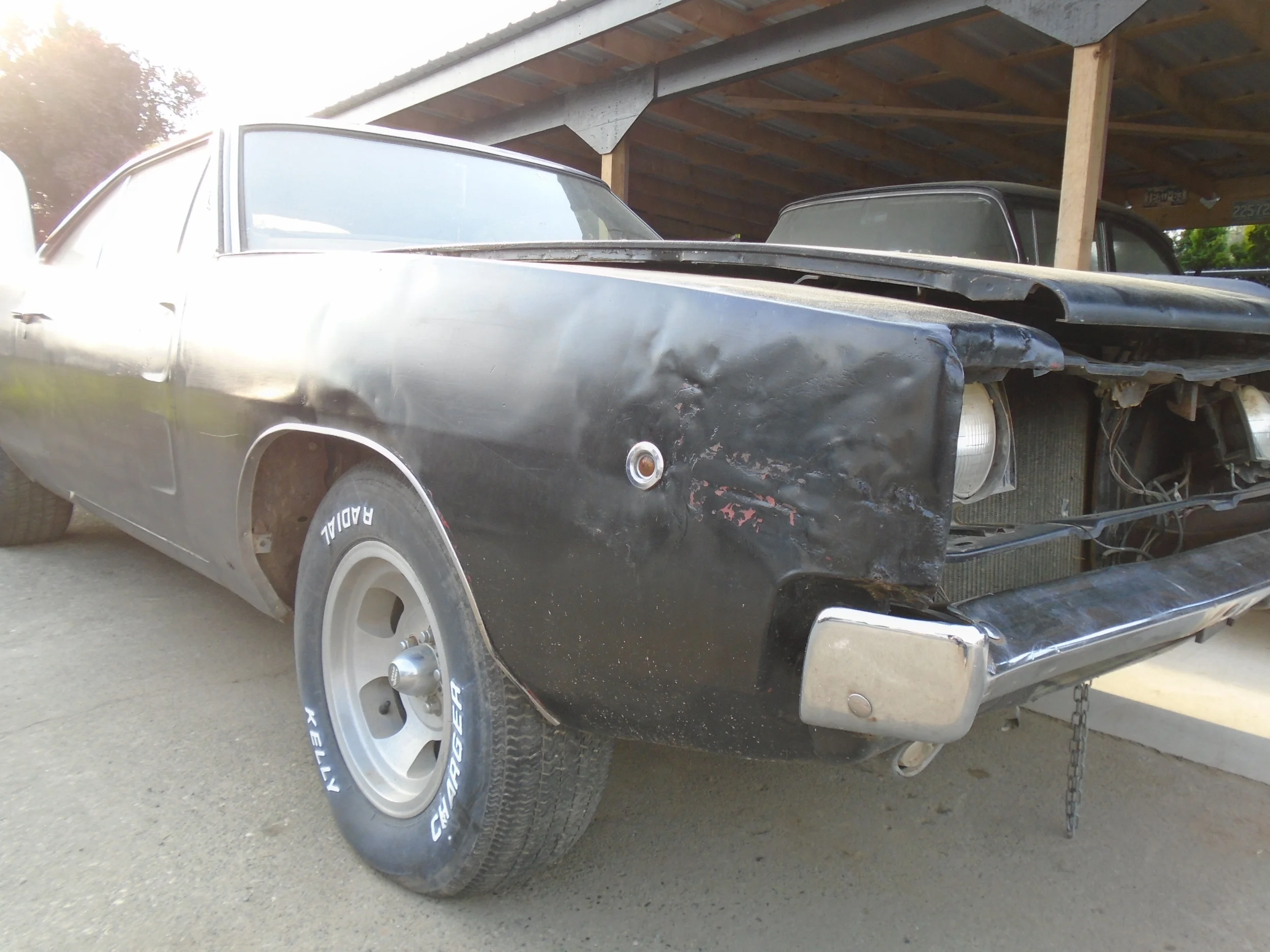  Every body panel from front to back was beaten and dented.... 