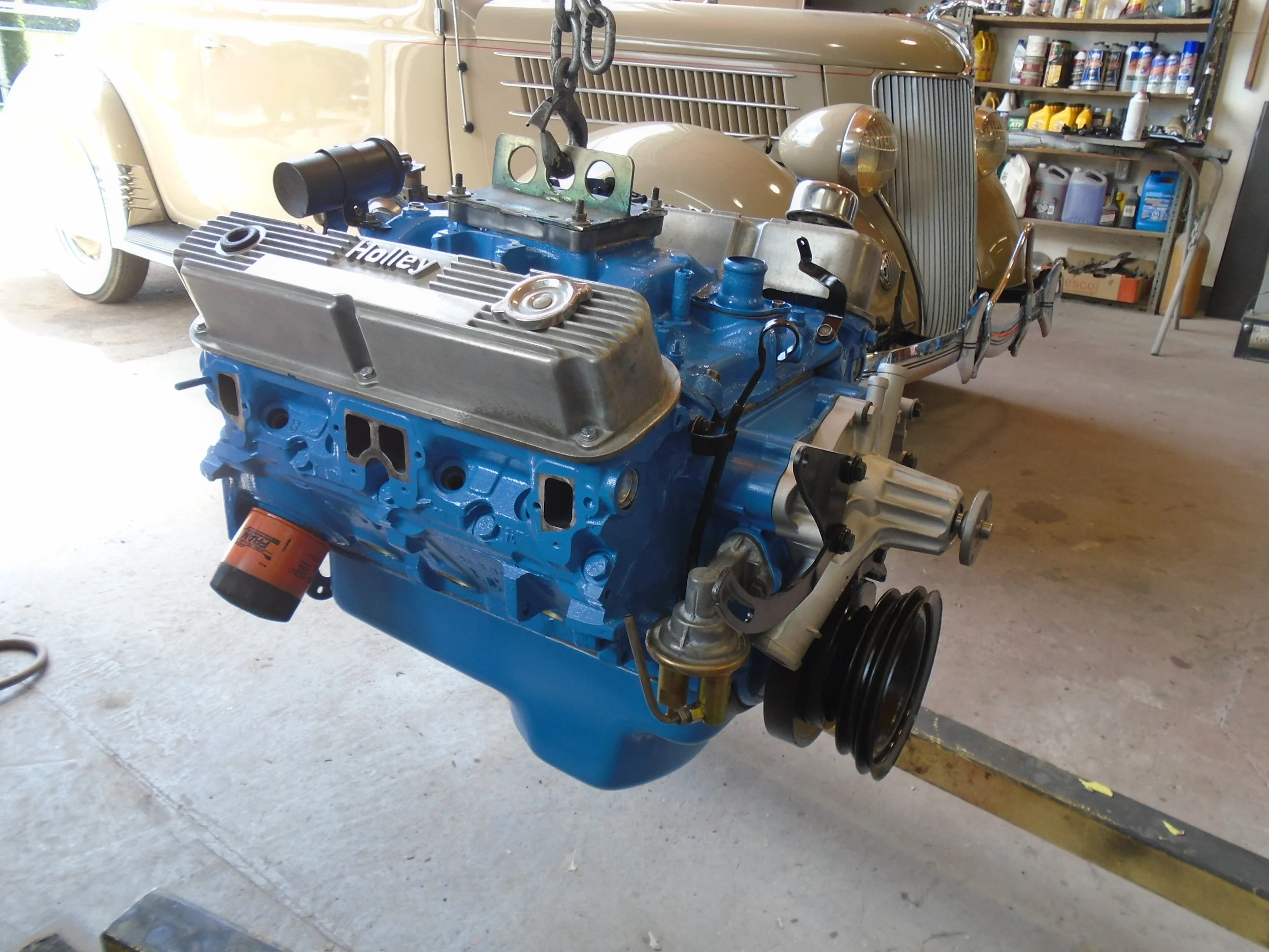  We did a compression check on the engine - no rebuild as per the customer.&nbsp; New gaskets, new fuel pump, new water pump and some paint makes her look better. 