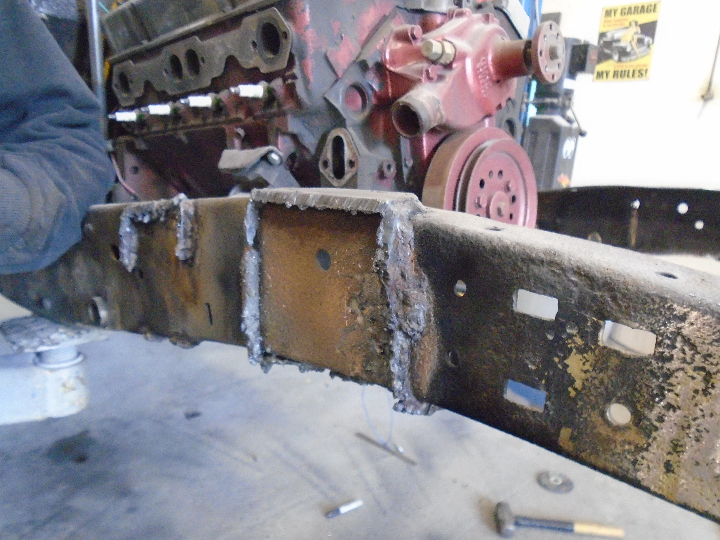  Now it's time to grind off all these snotty welds 