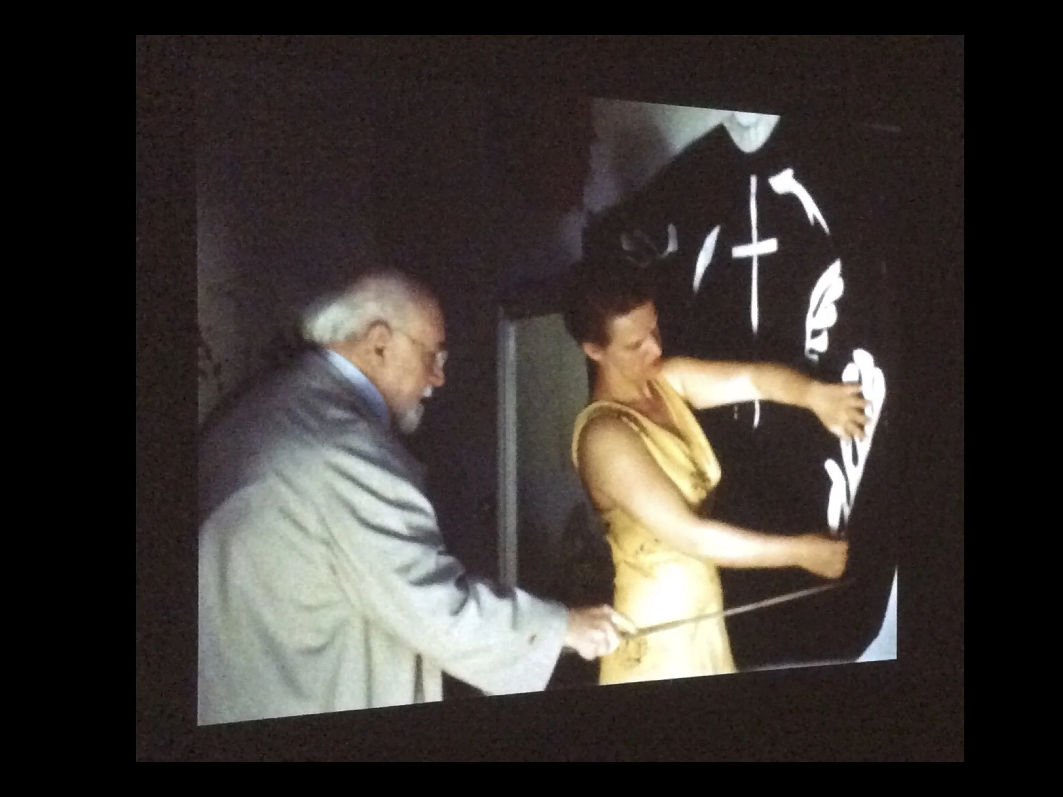 This is still from a documentary shown in a Dutch museum, showing Matisse working with one of his studio assistants. As he got older, Matisse often worked with assistants to physically help him with larger works. He told his assistants what to do. It was his work. His assistants’ hands might be helping him, but he was the artist - negotiating with materials, being happy, and frustrated, and annoyed, and excited.