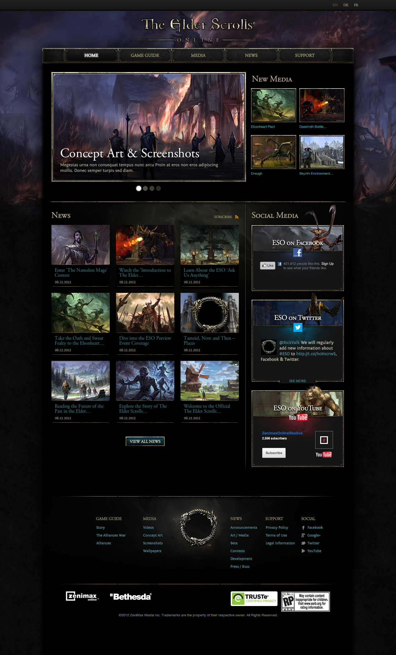 The Elder Scrolls Online Launch Website and Beta Sign Up — FRANK CADIC