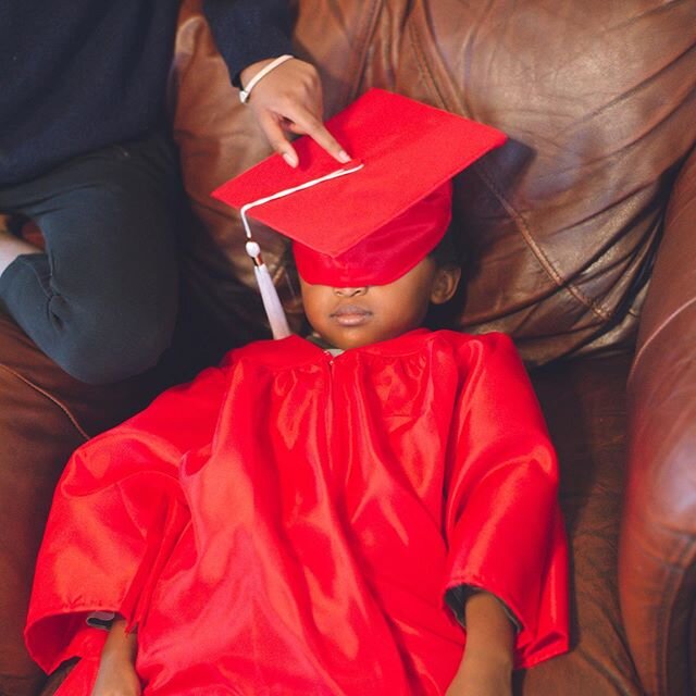 🎓This is where we are now. Kindergarten Graduation via Zoom. ⁣
⁣
🥓Boychild is not a morning person so getting him to graduation on time WITH pants on was a struggle. A few slices a bacon later and...he was still sorta over it but tolerating it for 