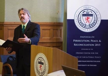 Dr. K. Mark Hilliard speaking at the Oxford Centre World Peace Symposium at Harris Manchester College, University of Oxford, March 2015