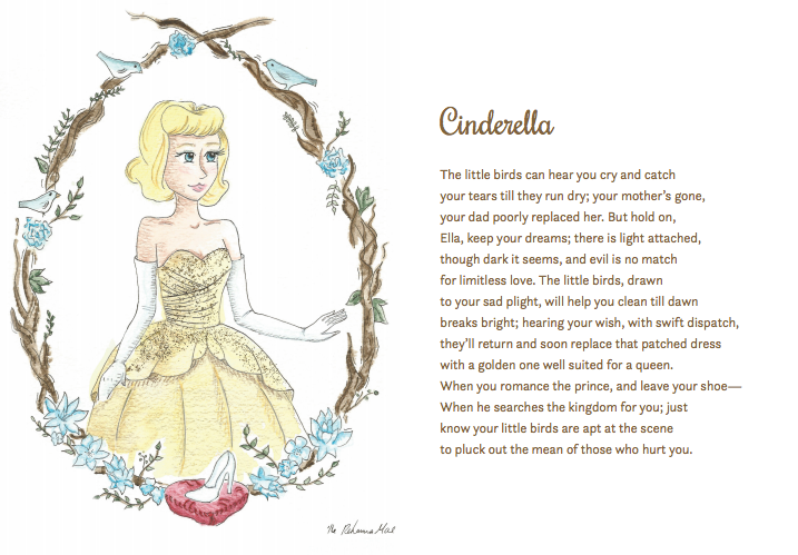 Here's your first look inside Stories of Enchantment! Enjoy this illustration and sonnet of "Cinderella." The book will be launched Monday, April 4th.