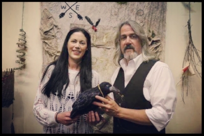 with Sandra O'Neill of Laois, Ireland, and her gift of a hand-felted crow inspired by Hilliard's book