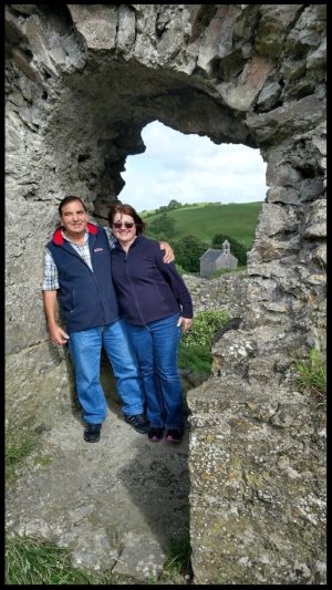 Dr. and Mrs. Woodfine at the Rock of Dunamase in Couinty Laois, Ireland