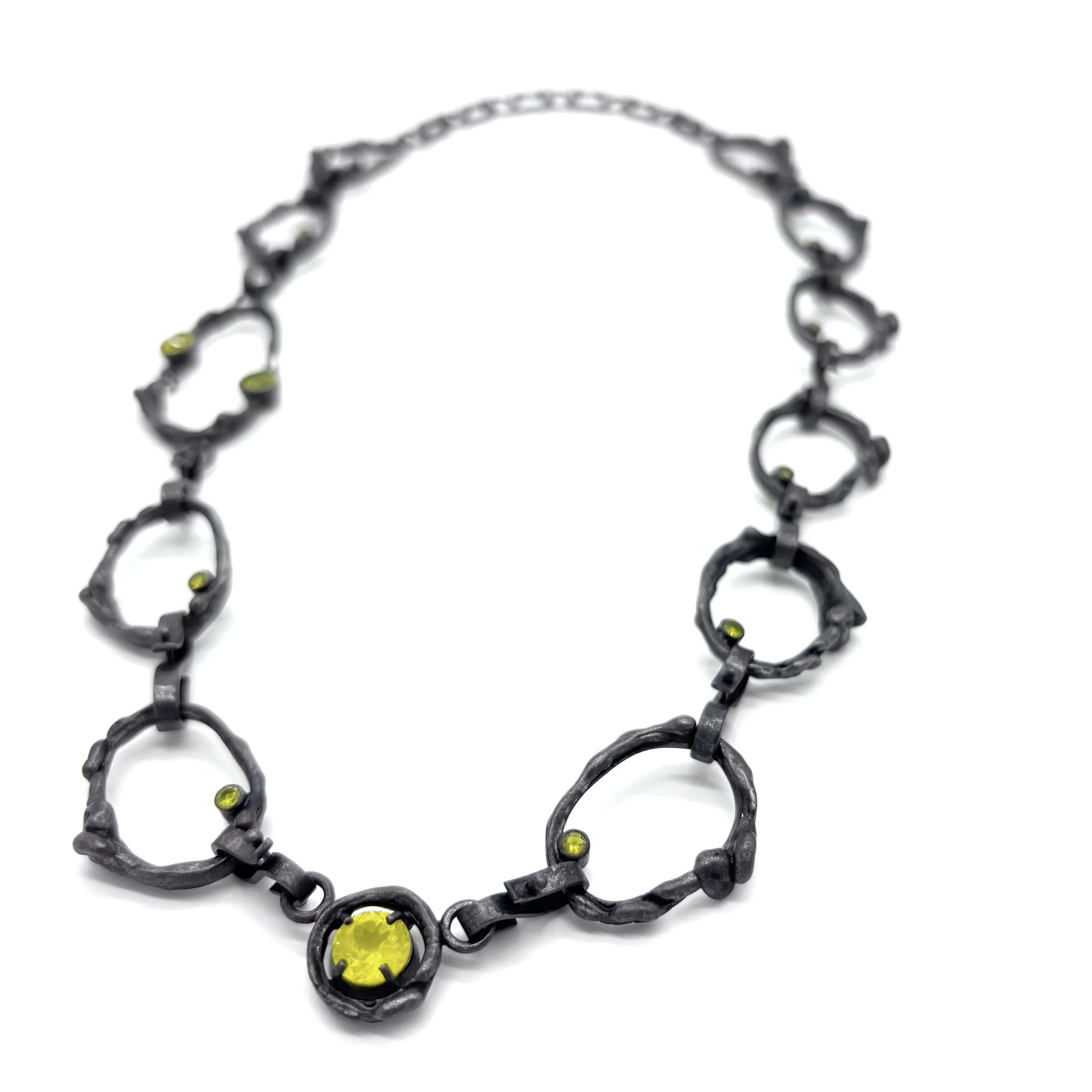  Glowwyrm Patinated sterling links cast from candle drippings + LuAG (Lutetium Aluminum Garnet) 2026 