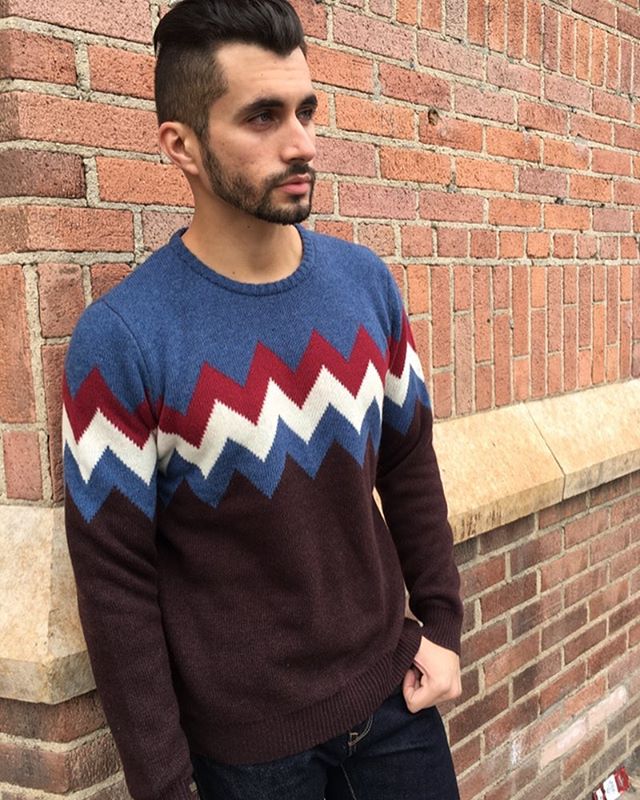 Chevron sweater from our Fall2018 collection #fall2018collection #fall2018 #funsweaters #menssweaters #barque #barquenewyork #menswear #fall18menswear