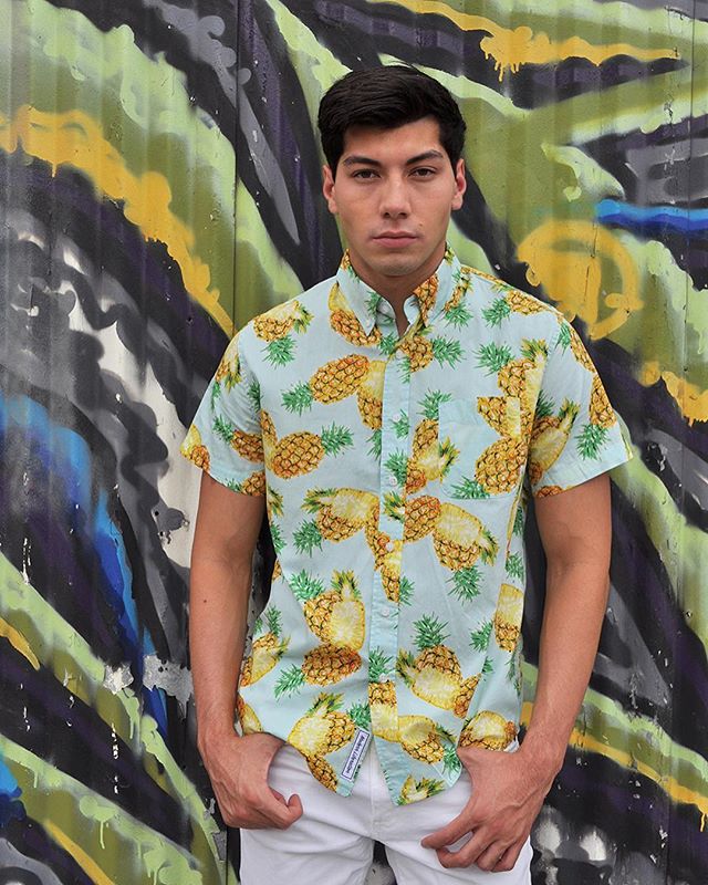 Pineapple shirt from our SS18 collection, available in stores across the US and online in Feb #pineapple #printshirt #mensprintshirts #modernliberation #pineappleshirt #pineappleshirt🍍 #menswear #mensshirts