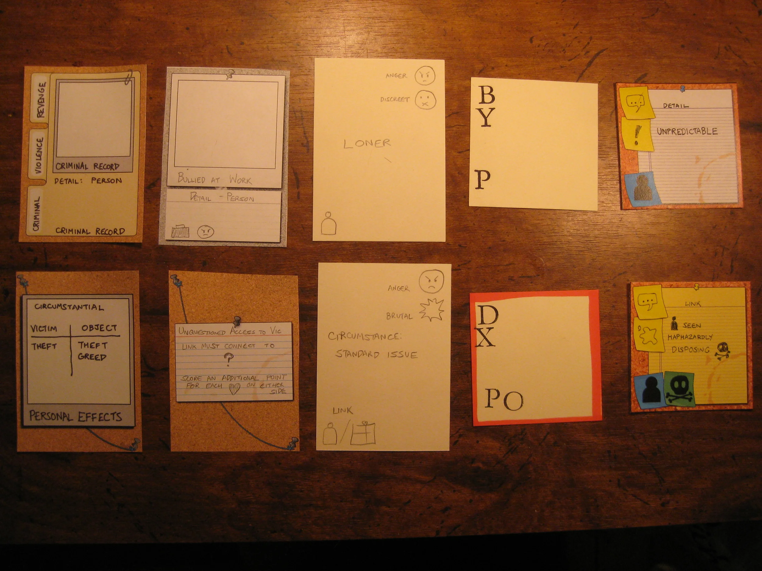 A year's worth of game design, from left to right.