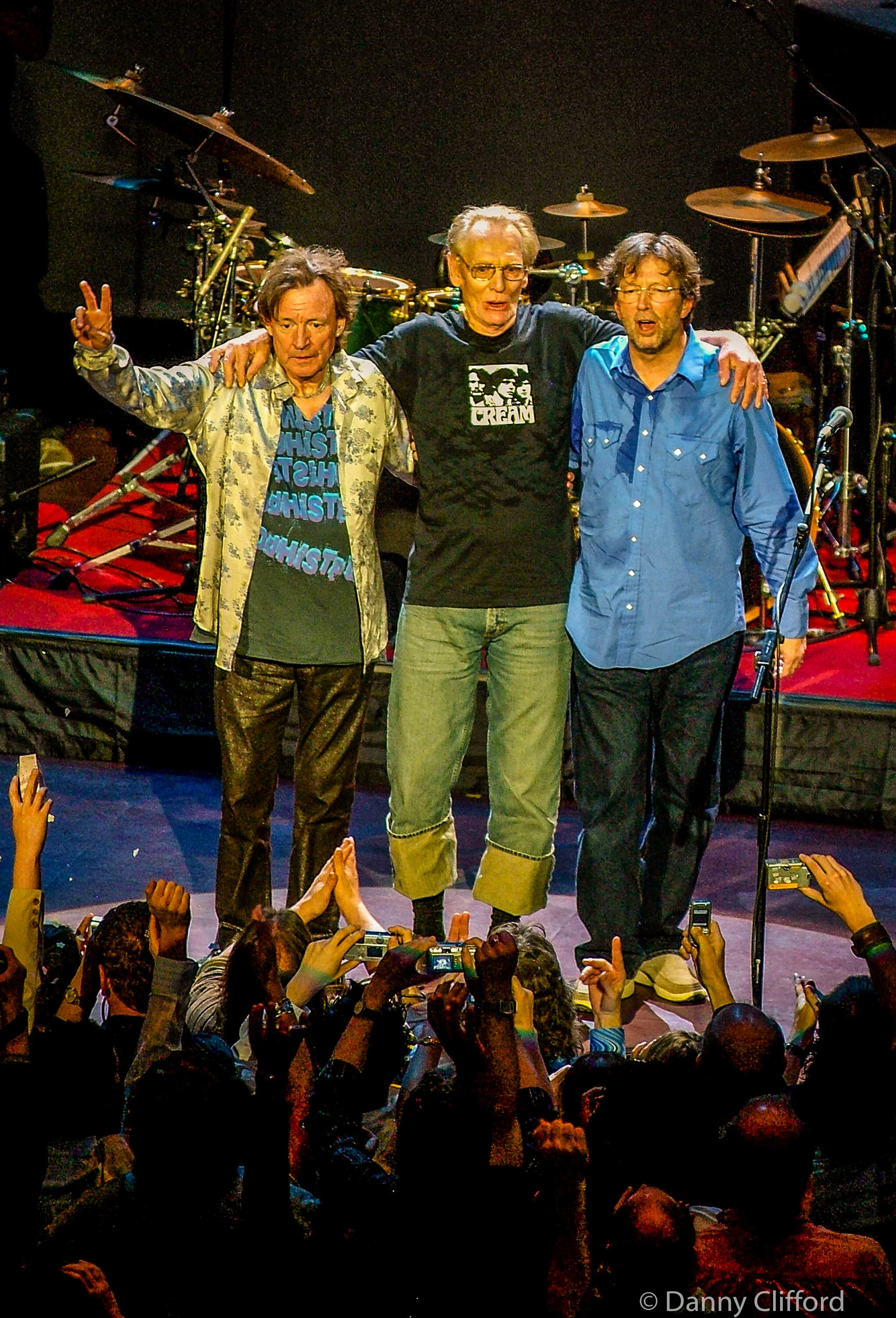 Jack Bruce, Ginger Baker & Eric Clapton at the end of the last ever gig for Cream in London 2005