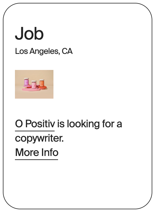 JOB Los Angeles O Positiv Copywriter 13203