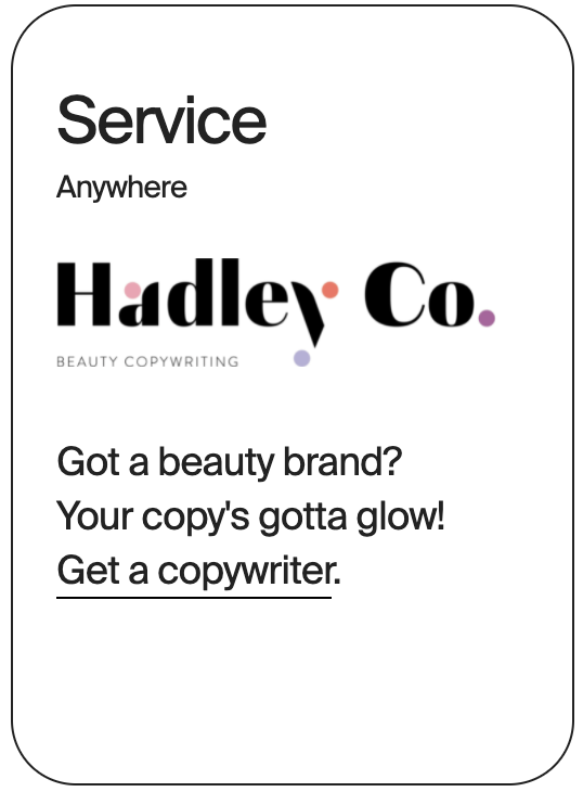 SERVICE Anywhere Hadley Copywriter 13926