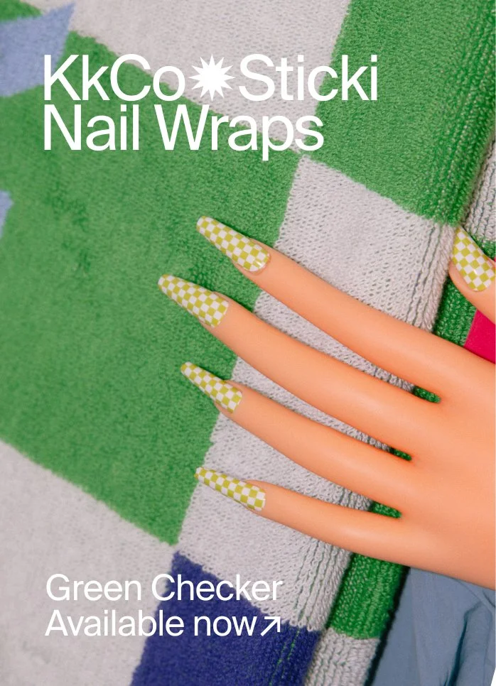 KkCo x Sticki x Nail Wrap Green Checker 1-12-22
