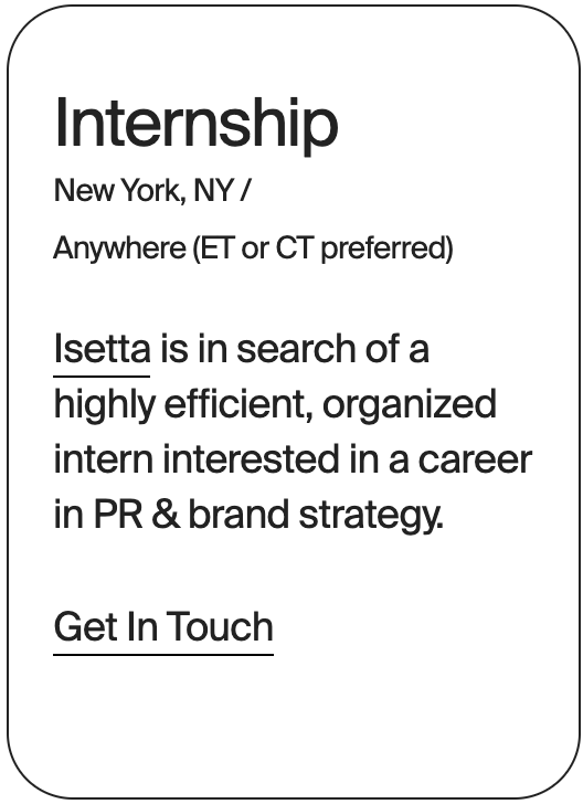 INTERNSHIP New York Anywhere Isetta 15117