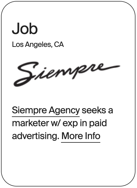 JOB Los Angeles Siempre Agency Marketer 15524
