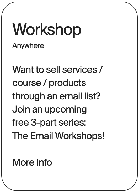 WORKSHOP Anywhere The Sette / Tarzan Email Workshop 16472