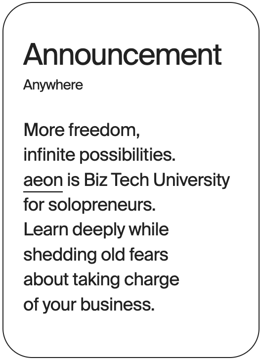 ANNOUNCEMENT Anywhere aeon 16602