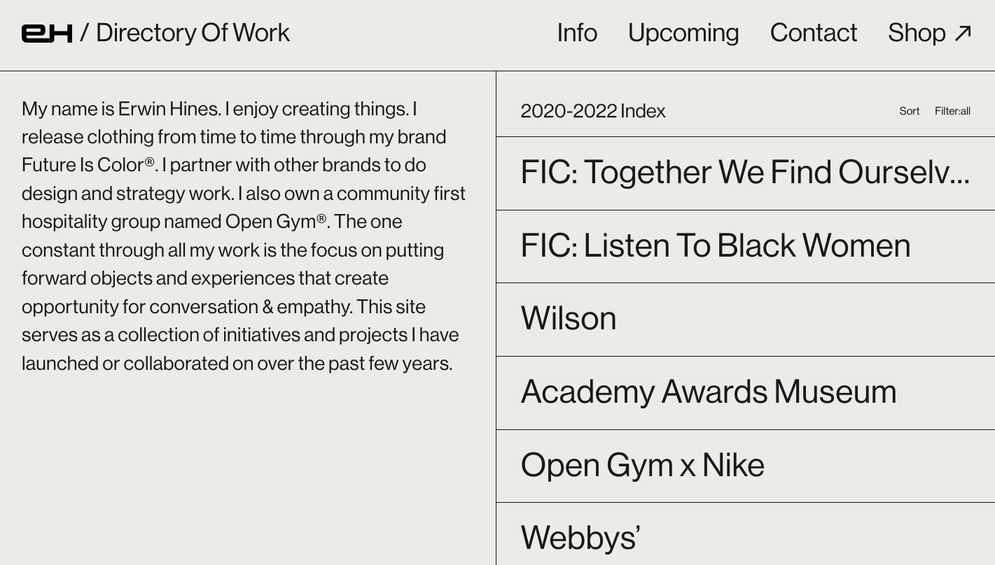 Erwin Hines / Directory Of Work