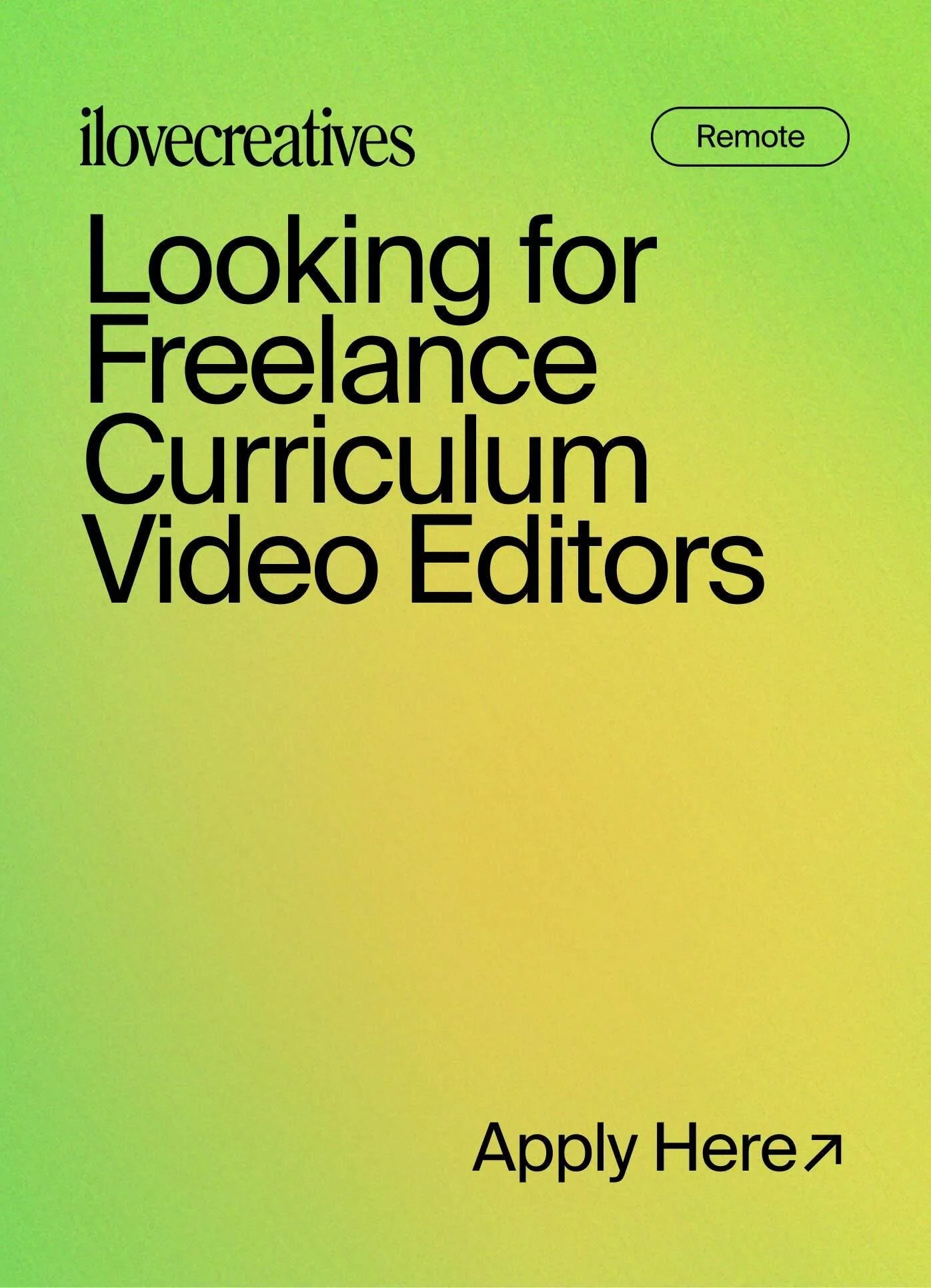 ilovecreatives seeks Video Editor