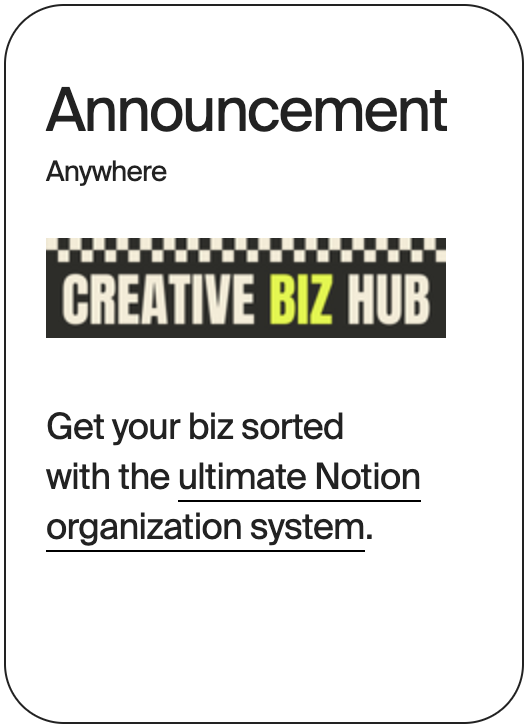 ANNOUNCEMENT Anywhere Knotably Creative Biz Hubs 21013