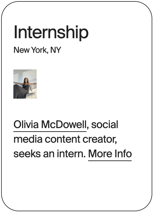 INTERNSHIP New York Olivia Mcdowell Social Media Intern 21247