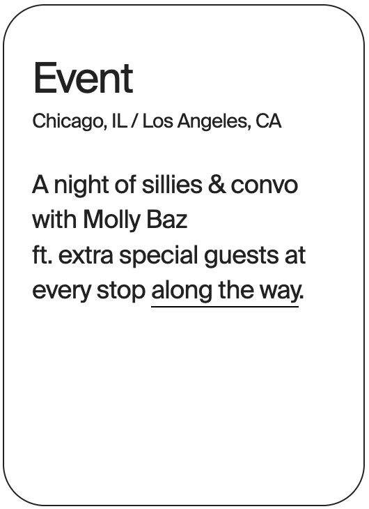 EVENT Chicago Los Angeles Molly Baz Tour