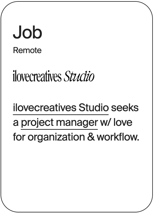 Job — Community Ads — ilovecreatives