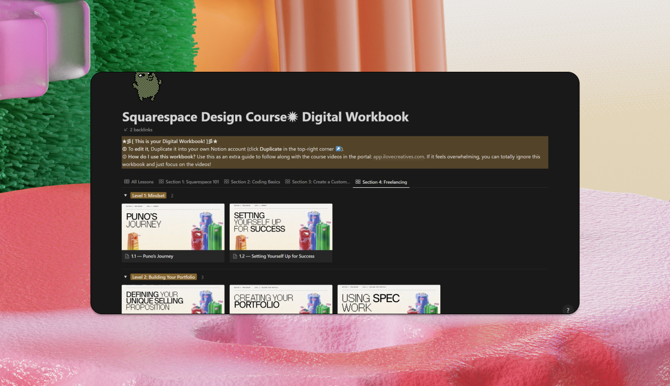 Squarespace Design Course Digital Workbook
