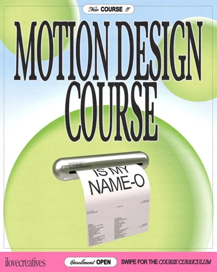 The Motion Design Course is now live and open for enrollment 🌟&nbsp;This is a beginner-friendly course for the motion-curious creative! So, whether you&rsquo;re new to motion or an established motion designer, there&rsquo;s something for ya in the c